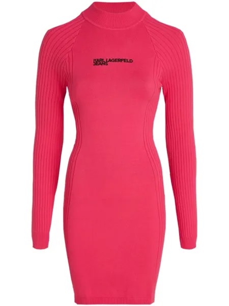 Karl Lagerfeld Jeans logo-embroidered knitted dress, розовый