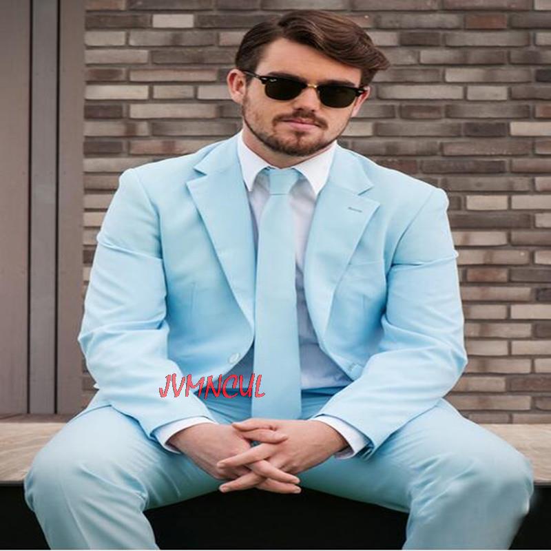TPSAADE новые приталенные смокинги для жениха небесно-голубые мужские свадебные костюмы на одной пуговице мужские повседневные блейзеры кост...
