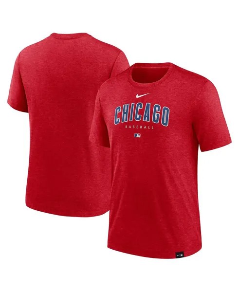 Мужская красная футболка Chicago Cubs Authentic Collection Early Work Tri-Blend Performance Nike