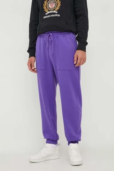 Спортивные брюки из хлопка United Colors of Benetton, фиолетовый