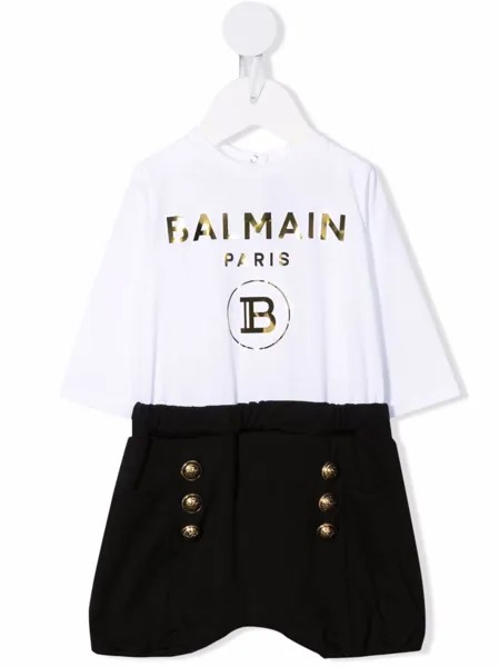 Balmain Kids короткий комбинезон с логотипом