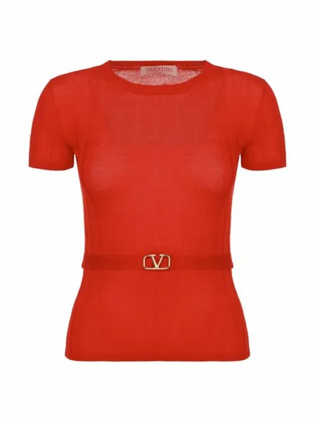 Шерстяной топ с поясом V-logo Valentino