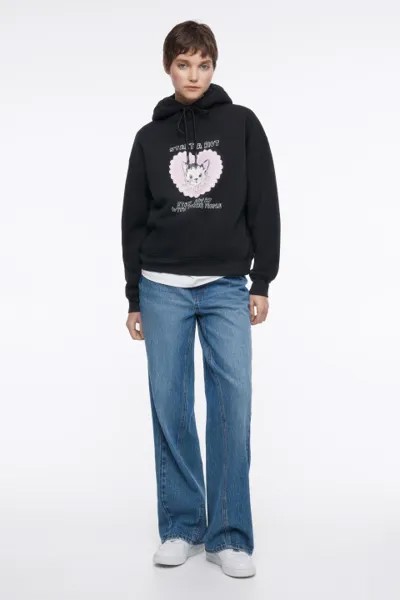 Худи oversize утепленная с мультяшным принтом