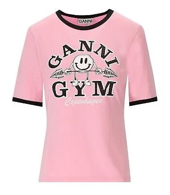 Розовая футболка для женщин Ganni Gym
