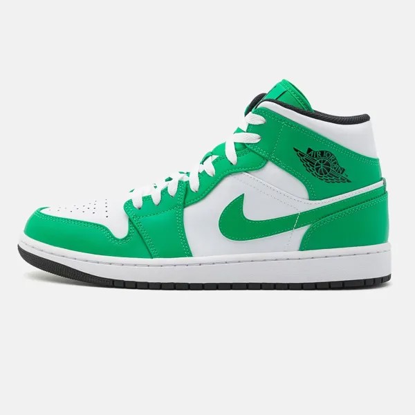 Кроссовки Nike Air Jordan 1 Mid High-top, белый/зеленый