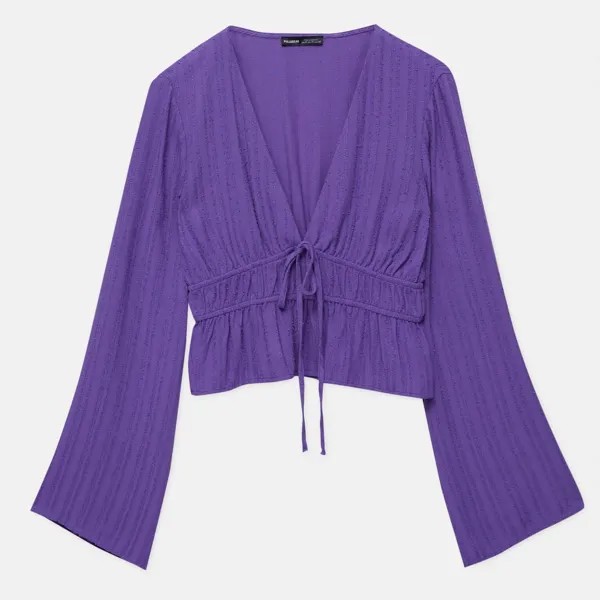 Блуза Pull&Bear Elasticated Waist, фиолетовый