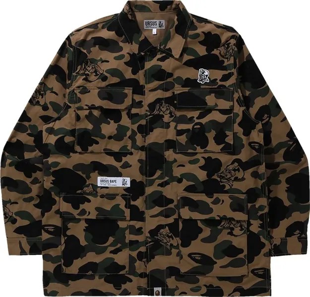 Рубашка BAPE Ursus Military Shirt 'Olive', зеленый