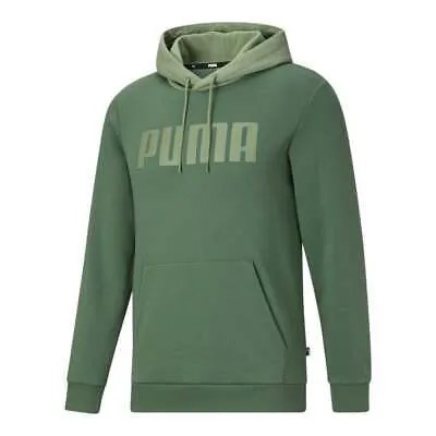 Puma Color Block Logo Pullover Hoodie Mens Green Повседневная спортивная верхняя одежда 67372