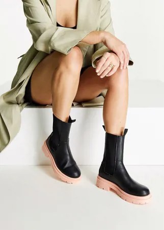 Массивные ботинки челси черного/персикового цвета Topshop Kylie-Разноцветный