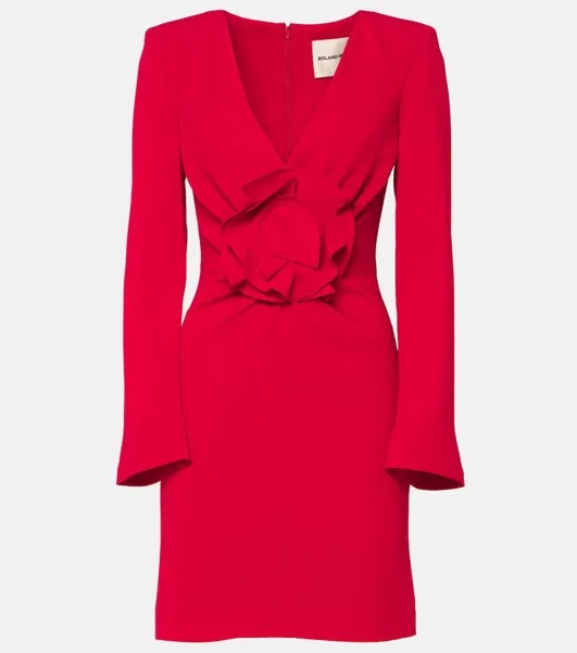 Мини-Платье из кади с драпировкой и цветочной аппликацией Roland Mouret, красный
