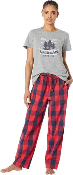 Весенний пижамный комплект для сна L.L.Bean, цвет Bright Red Plaid