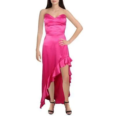Аква женское розовое макси вечернее платье с оборками S BHFO 4849