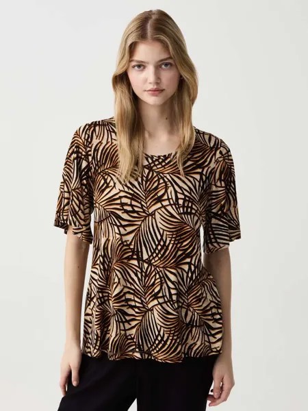 Футболка с принтом тропической листвы Ovs, цвет black/beige