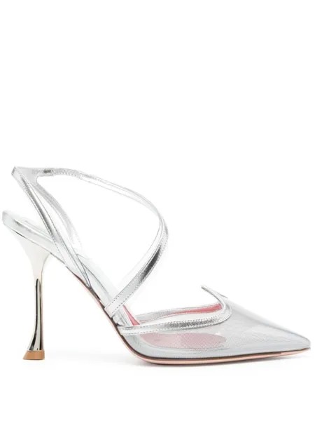Roger Vivier туфли-лодочки с металлическим эффектом, 100 мм, серебристый