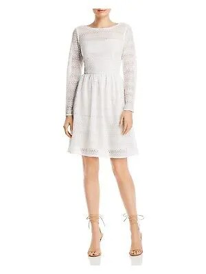 ADRIANNA PAPELL Женское белое кружевное платье длиной до колена с длинными рукавами + расклешенное платье 4