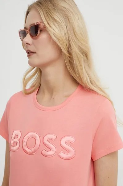 Хлопковая футболка Boss, роза