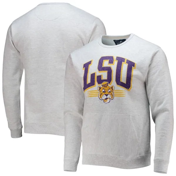 Мужская лига студенческой одежды Серый пуловер с карманами LSU Tigers Upperclassman