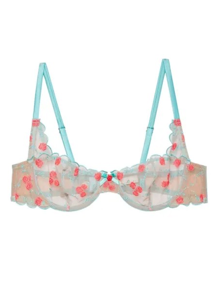 Fleur Du Mal бюстгальтер Rose and Vine с вышивкой, синий