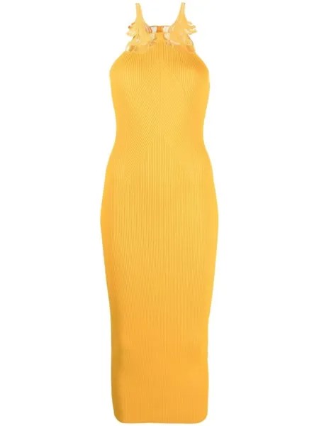 Self-Portrait облегающее платье миди, желтый