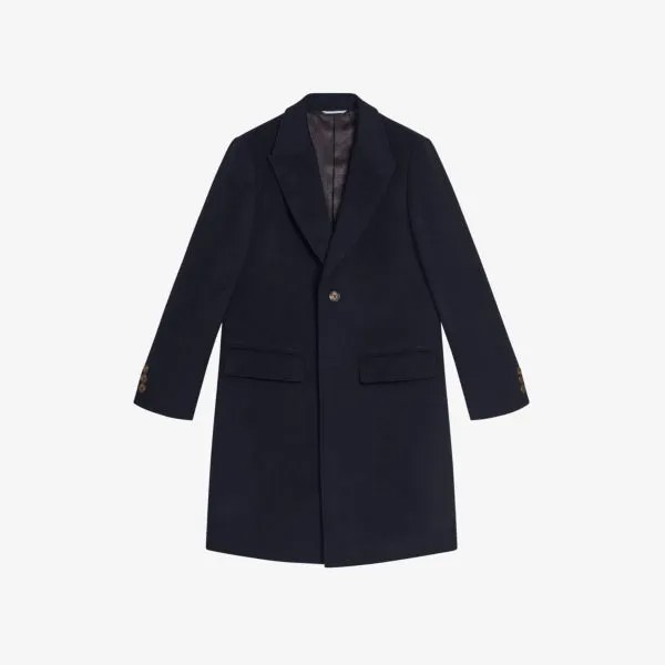 Однобортное пальто Wilding из смесовой шерсти Ted Baker, темно-синий