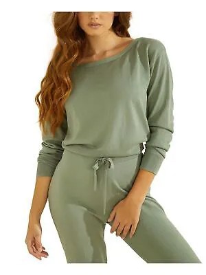 GUESS Женский зеленый свитер в рубчик с длинными рукавами и круглым вырезом M