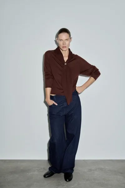 Шерстяной свитер с застежкой ZARA, цвет wine