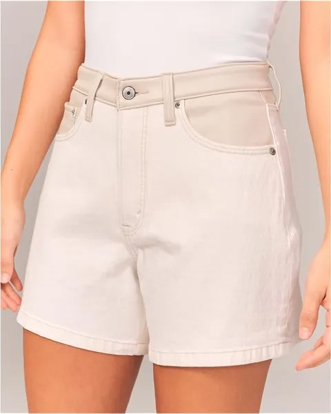 Шорты Abercrombie & Fitch Curve Love High Rise Dad Short, экрю