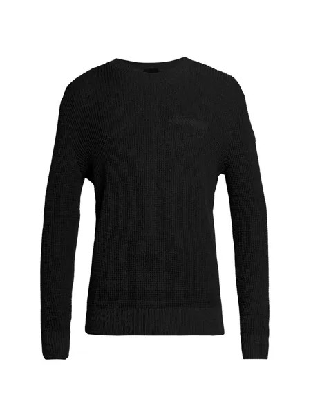 Вафельный свитер с круглым вырезом Moncler, черный