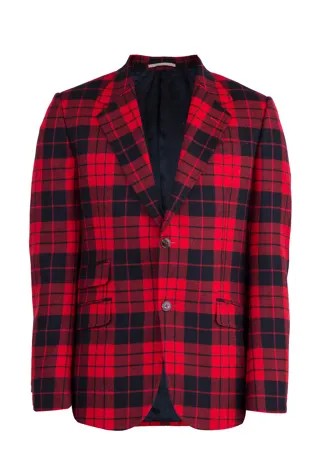Шерстяной пиджак в шотландскую клетку с тремя карманами