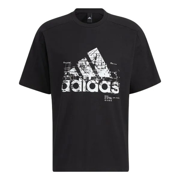 Футболка Men's adidas Line Large Logo Printing Round Neck Short Sleeve Black T-Shirt, мультиколор