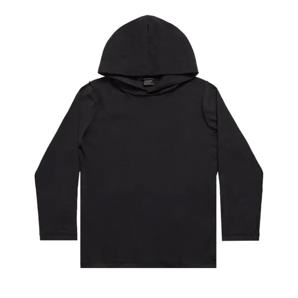 Футболка Balenciaga Long-Sleeve Hooded T-Shirt, цвет Faded Black