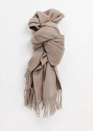 Бежевый шарф-накидка из 100% шерсти ASOS DESIGN-Коричневый цвет