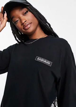 Лонгслив черного цвета с нашивкой Napapijri – эксклюзивно для ASOS-Черный