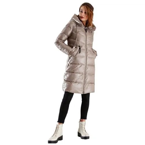 Женское зимнее пальто пуховик CLASNA, цвет бежевый, размер 2XL