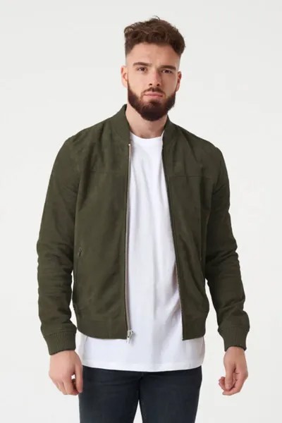 Бомбер цвета хаки из козьей замши Barneys Originals, хаки