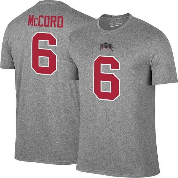 Мужская Retro Brand Футболка Ohio State Buckeyes Kyle McCord #6 серого цвета