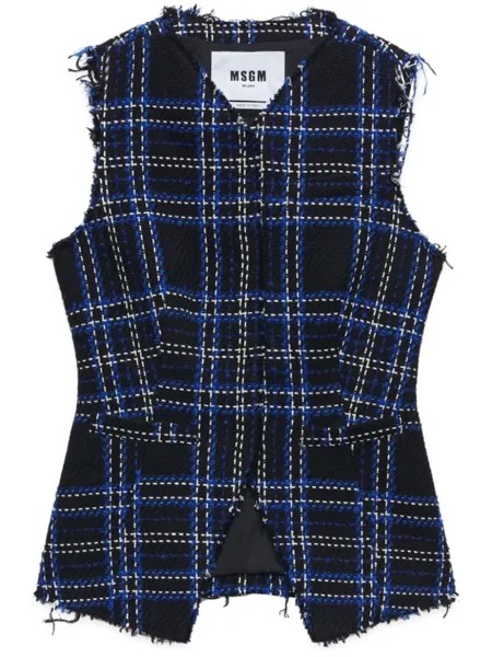 MSGM твидовый жилет в клетку, черный