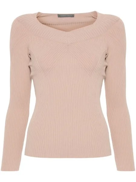 Alberta Ferretti многослойный топ в рубчик, нейтральный цвет