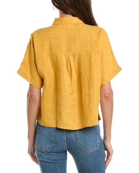 EILEEN FISHER Классическая льняная рубашка с воротником, желтый