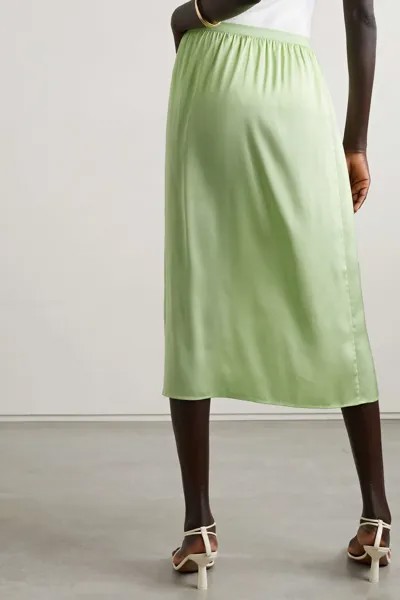 LOVESHACKFANCY атласная юбка миди Aimee, зеленый