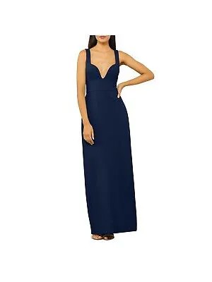 Женское темно-синее вечернее платье без рукавов BCBG MAXAZRIA с высокой спинкой и разрезом на подкладке 4
