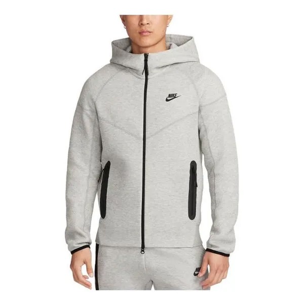 Куртка спортивная одежда техническая флисовая куртка на молнии с капюшоном Nike, серый