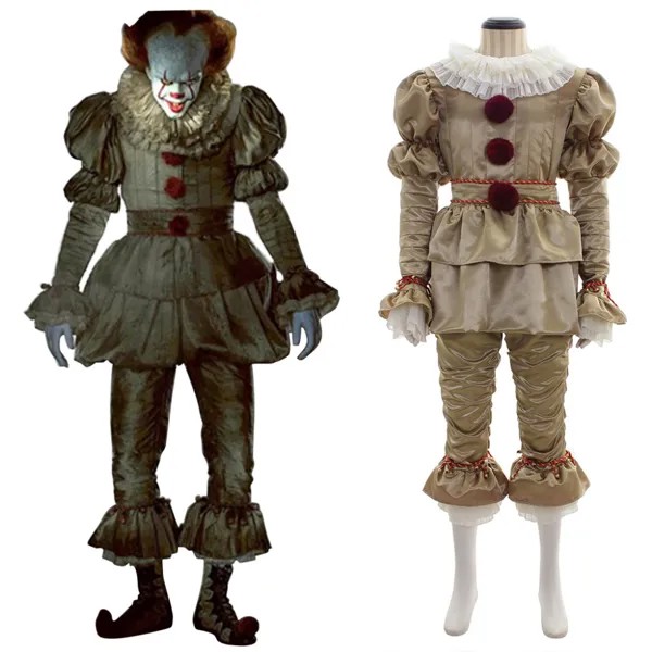 Костюм для косплея Stephen King's It 2017 из фильма «пеннивайз» на Хэллоуин, карнавал, для взрослых мужчин, Золотая версия