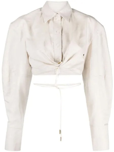 Jacquemus рубашка La Chemise Plidao со сборками, нейтральный цвет