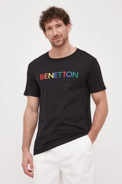 Хлопковая футболка United Colors of Benetton, черный