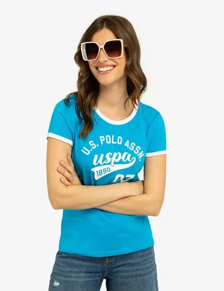 Футболка U.S. Polo Assn. Varsity Print Ringer, синий