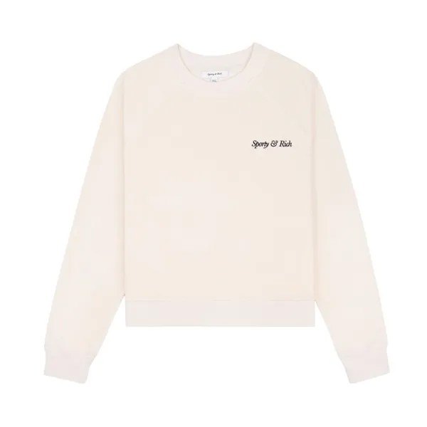Свитер Sporty & Rich Italic Logo Raglan 'Cream/Navy', кремовый