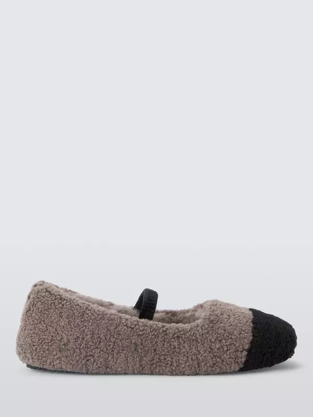 Тапочки John Lewis Borg Strap Ballerina, бежевый