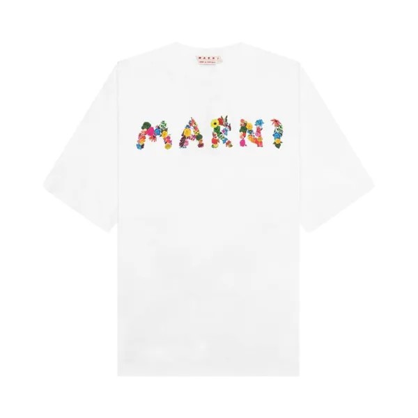 Футболка Marni Collage Bouquet T-Shirt, белый