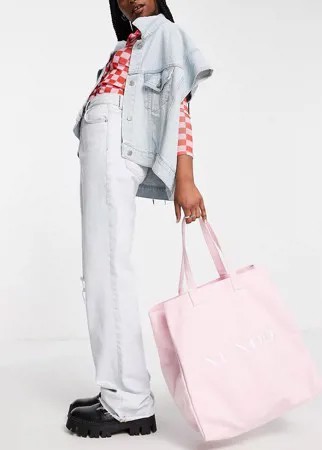 Большая розовая парусиновая сумка-тоут из переработанных материалов Nunoo-Розовый цвет